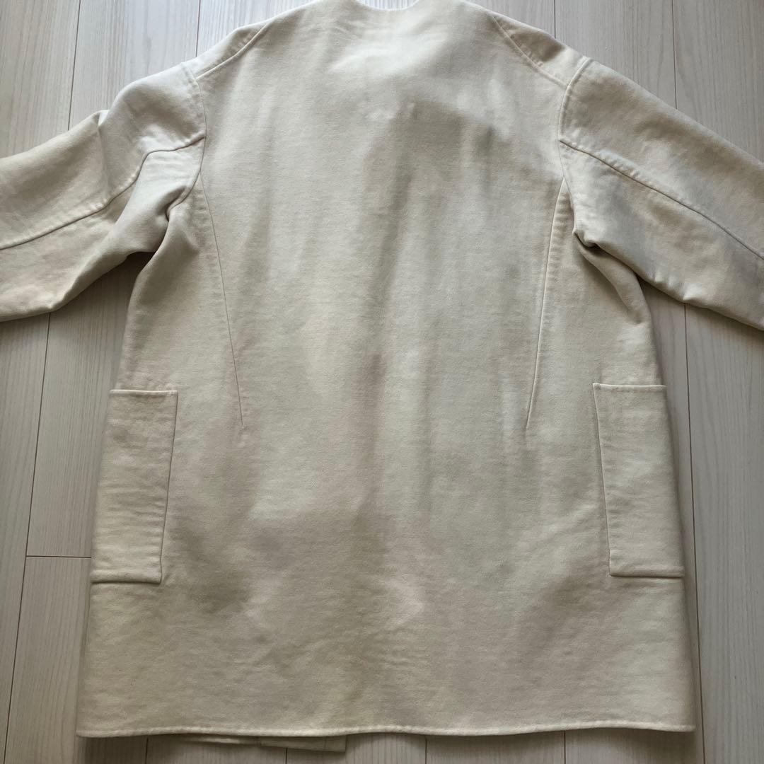 Drawer　ドゥロワー　ノーカラーコート　ウールメルトン　アイボリー　38