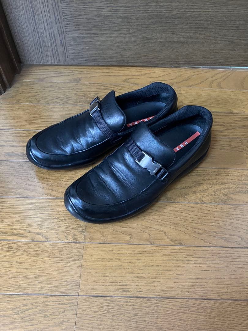 prada sport ベルトバックルローファー　レザー