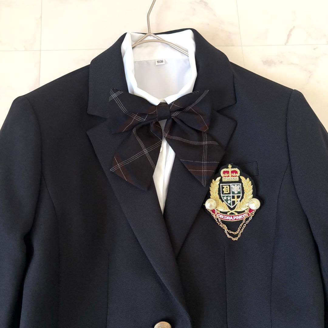 【極美品】デコラピンキーズ キッズフォーマル 160B 5点セット 卒業式 紺