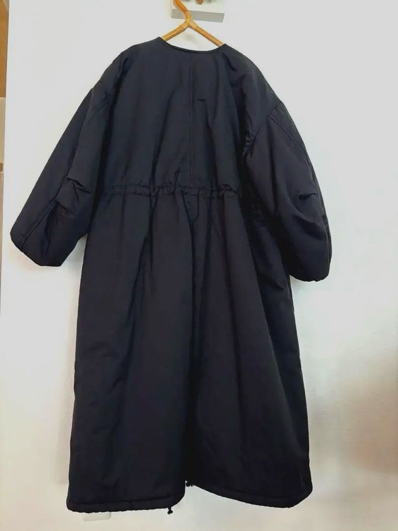 キルティングロングコート　ブラック