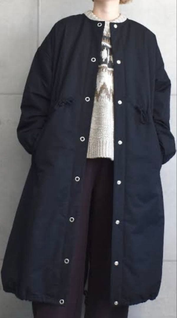 キルティングロングコート　ブラック