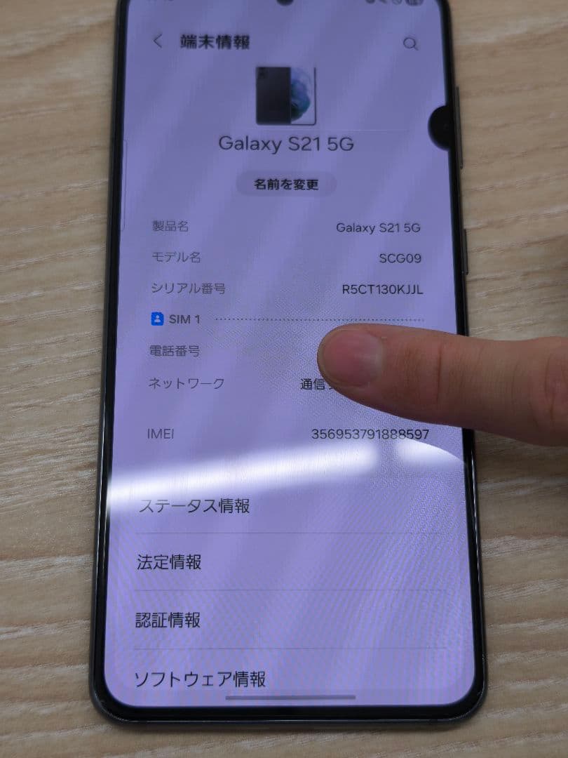 Samsung Galaxy S21 本体 グレー　ジャンク品(画面)