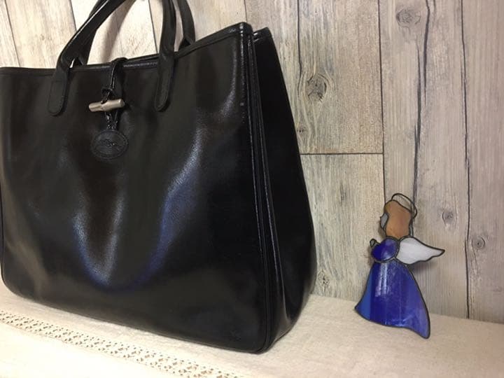 LONGCHAMP ロンシャン 本革 レザー ロゾ トート ハンド バッグ