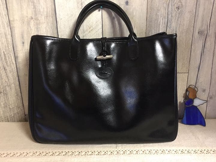 LONGCHAMP ロンシャン 本革 レザー ロゾ トート ハンド バッグ