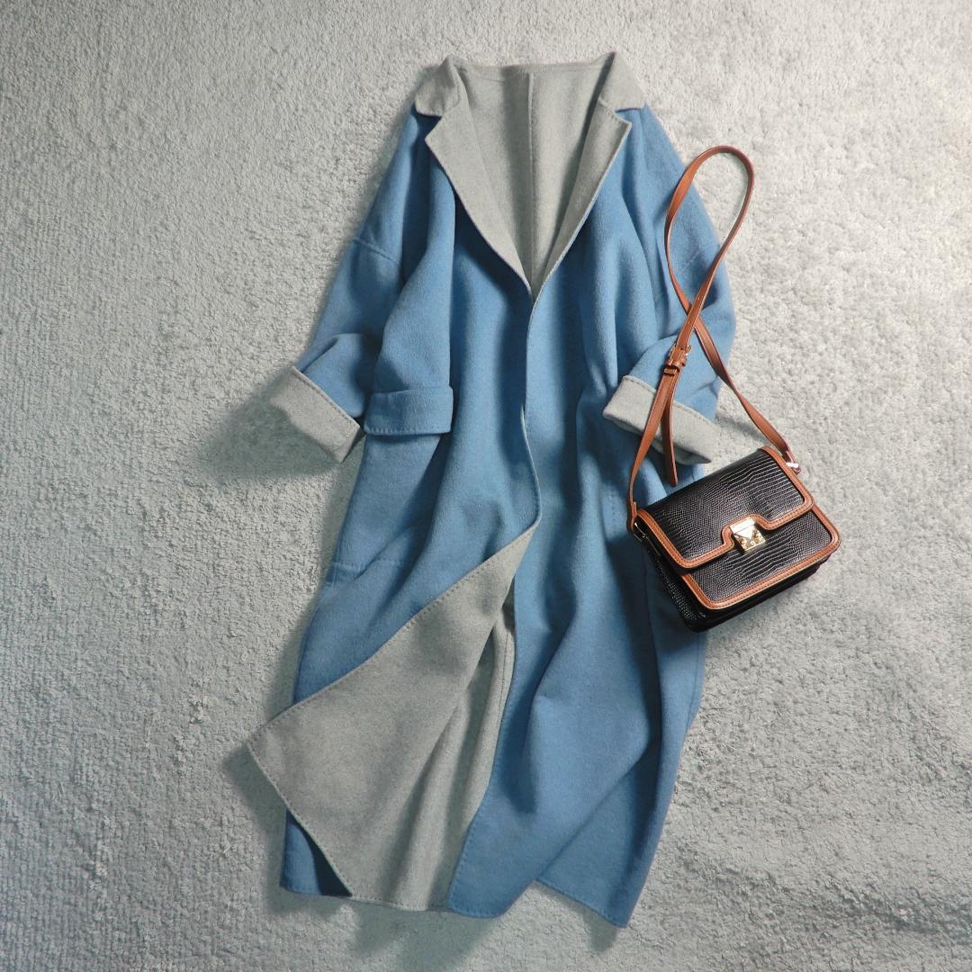 ミラオーウェン 接結 リバーシブル ウールブレンド ロングコート 0