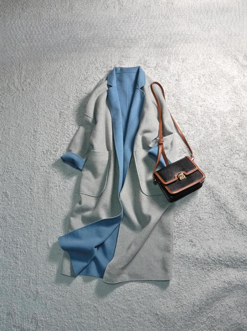 ミラオーウェン 接結 リバーシブル ウールブレンド ロングコート 0