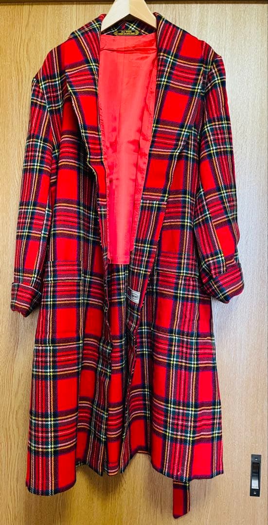 秋冬【Vintage】England製　タータンチェックレッドコート 英国