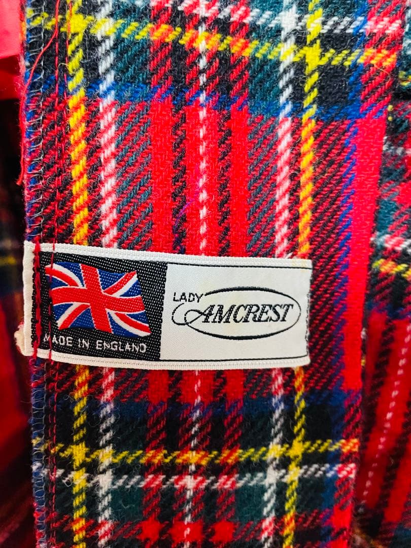 秋冬【Vintage】England製　タータンチェックレッドコート 英国