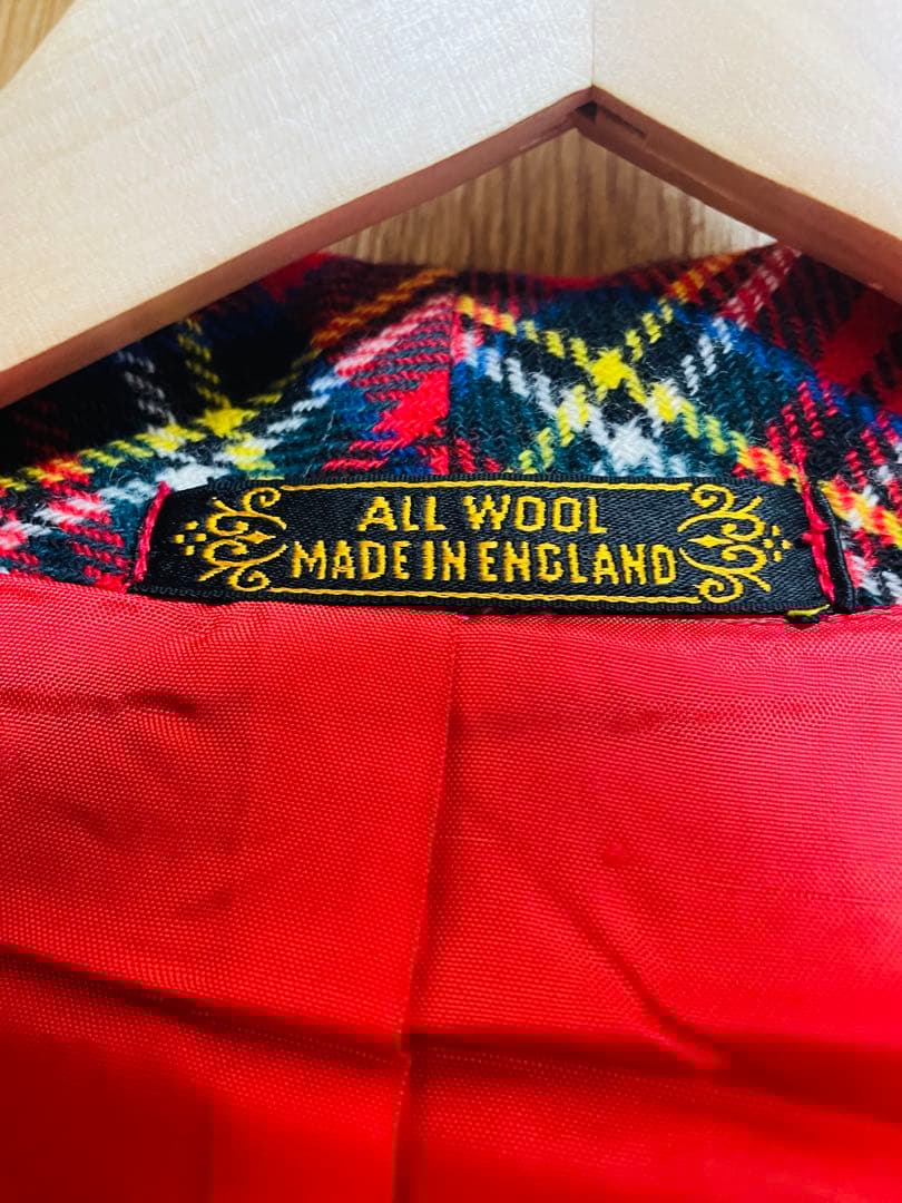 秋冬【Vintage】England製　タータンチェックレッドコート 英国