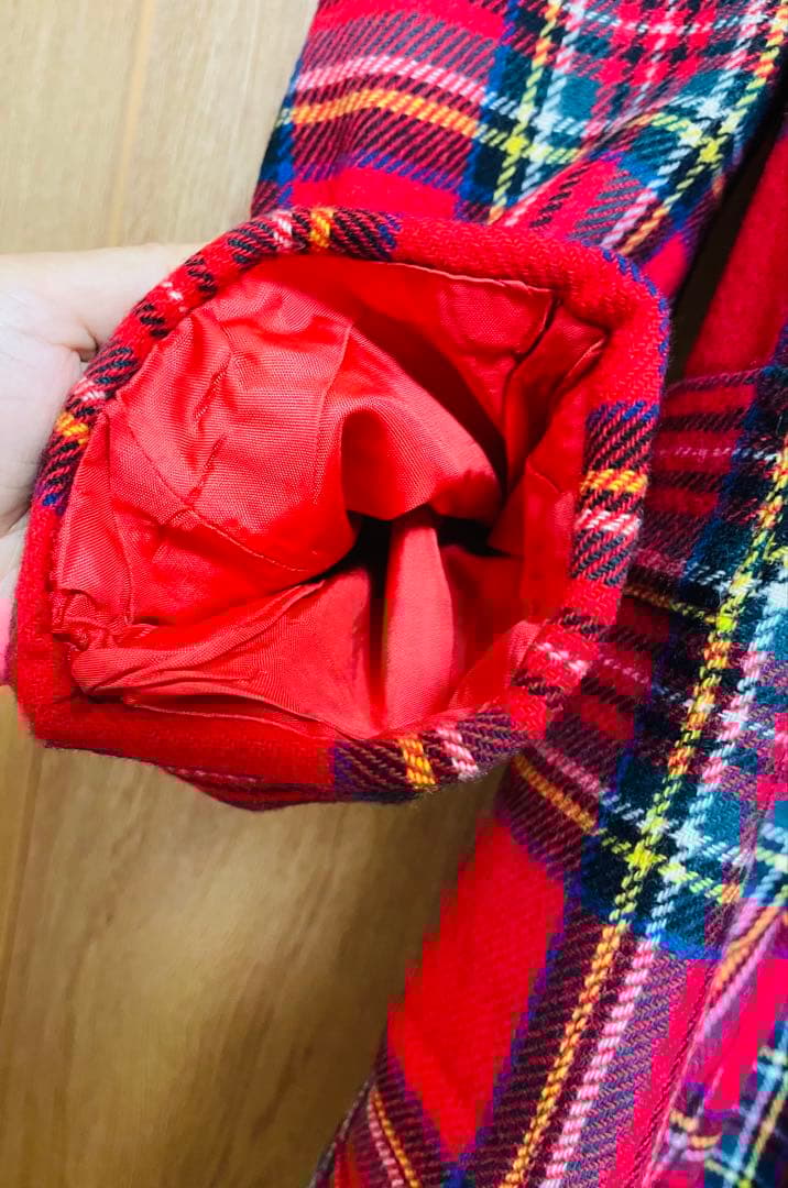 秋冬【Vintage】England製　タータンチェックレッドコート 英国