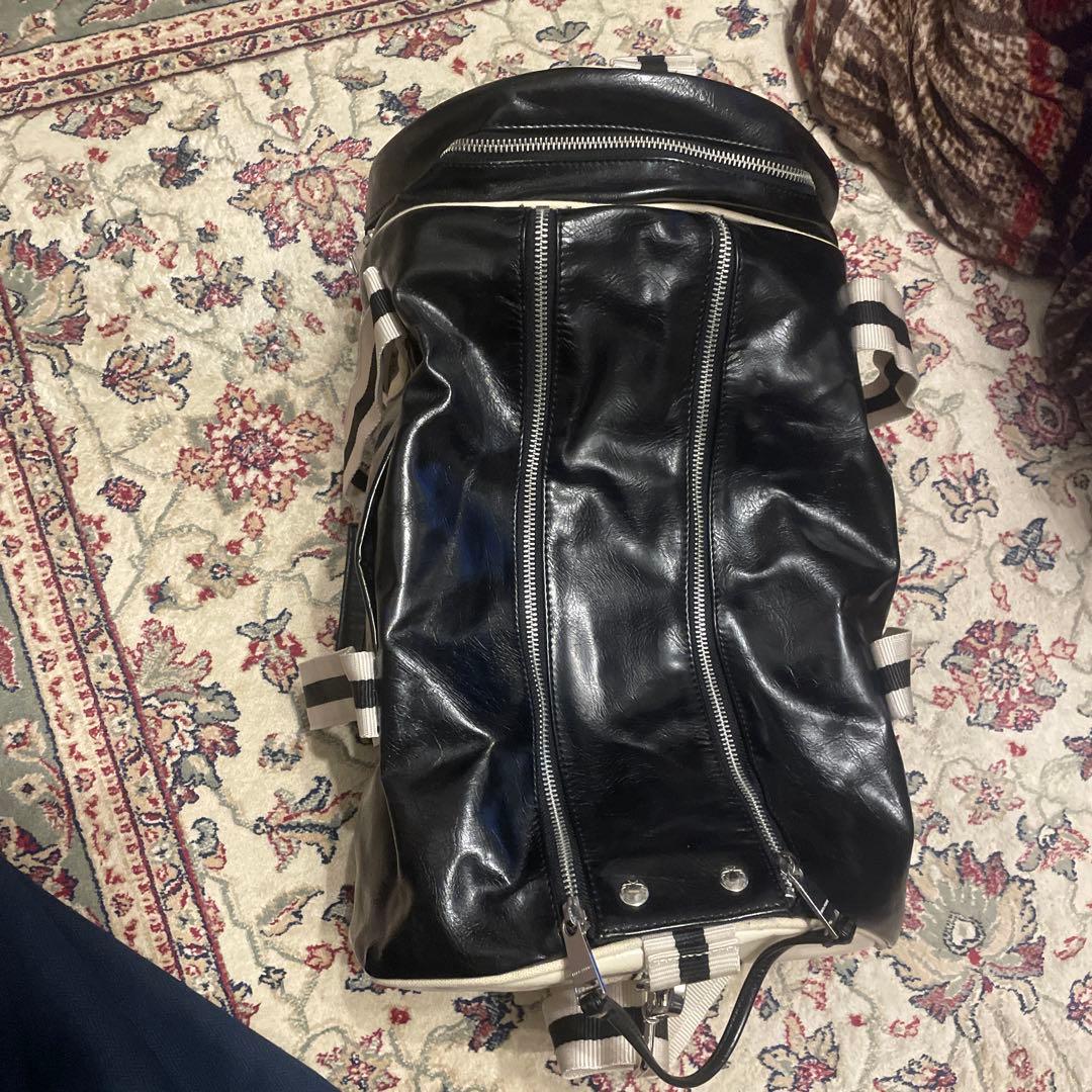 FRED PERRY ブラック ドラムバッグ ボストン