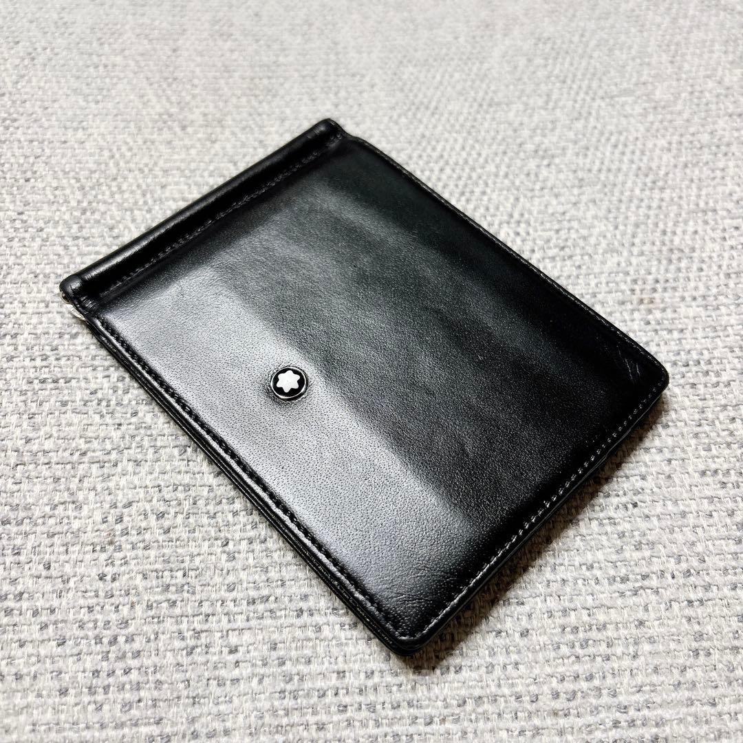 美品 モンブラン マネークリップ ホワイトスター ブラック レザー カードケース