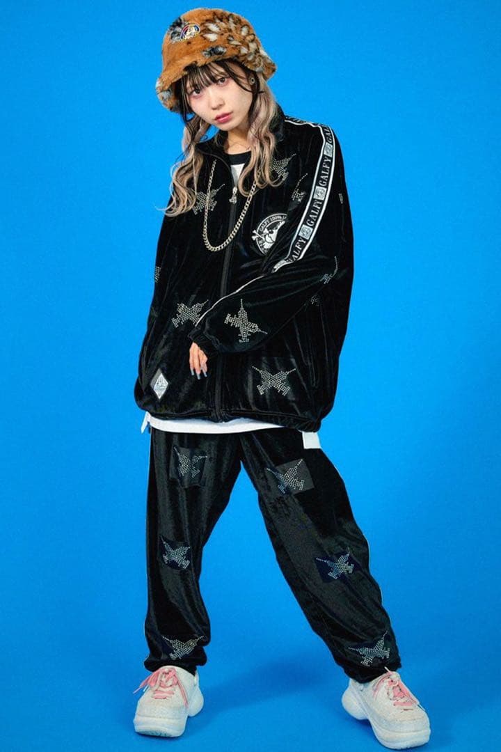 ガルフィー ジャージ セットアップ ピカピカ注射器 黒 ベロアジャージ