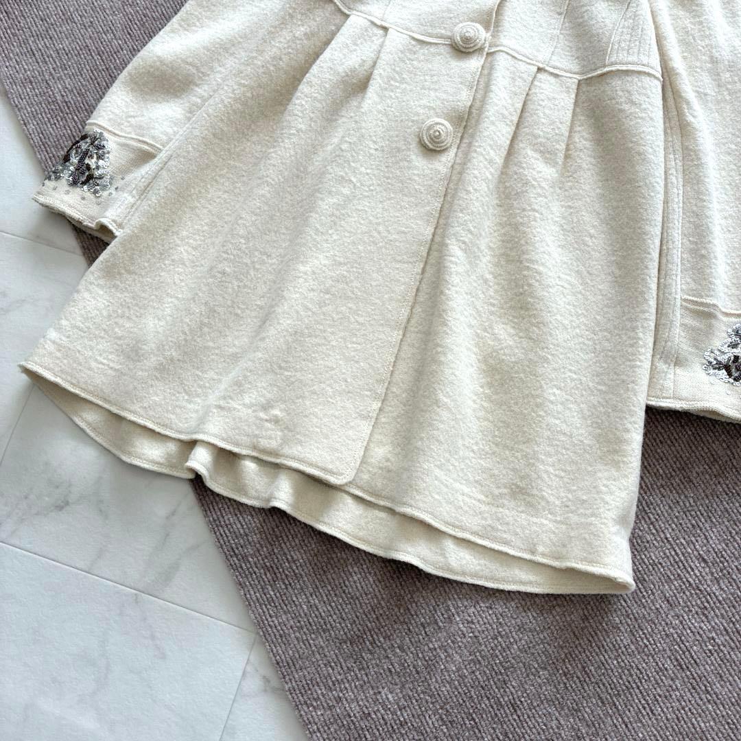 スーパービューティー♡ロングコート 42 ウール100% ビッグカラー 装飾