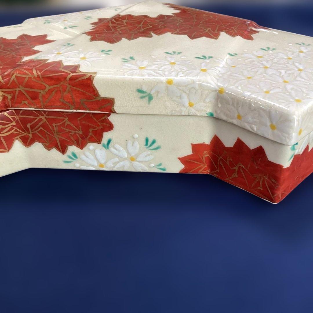 京焼雲錦菱形蓋物　　1客　新品未使用　平安松斎作