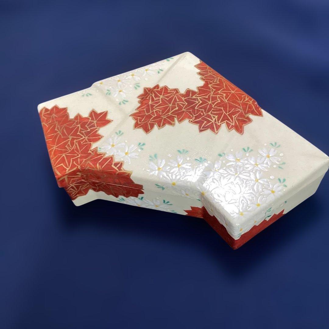 京焼雲錦菱形蓋物　　1客　新品未使用　平安松斎作