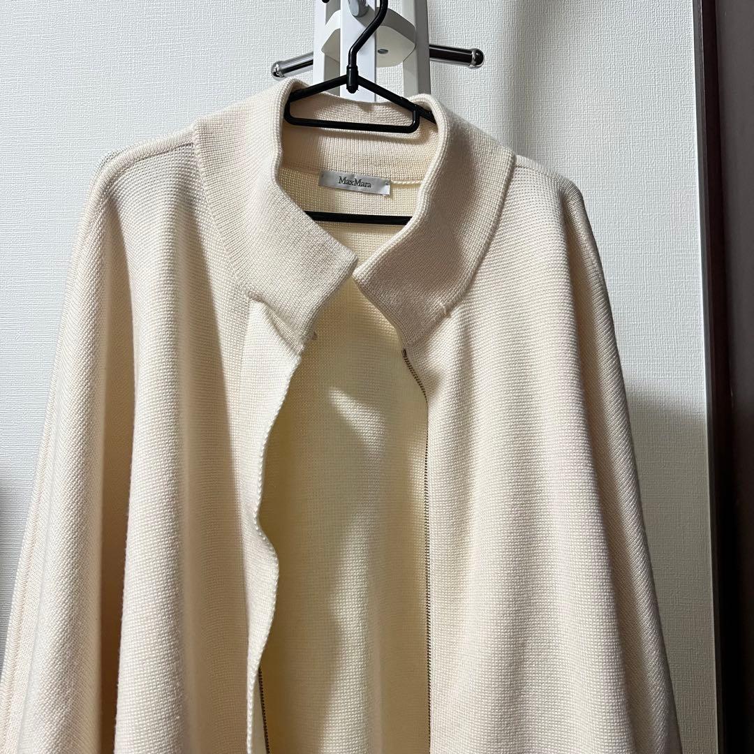 max maraマックスマーラノーカラージャケット ジップカーディガンアイボリー