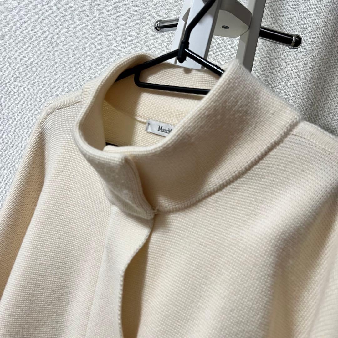max maraマックスマーラノーカラージャケット ジップカーディガンアイボリー