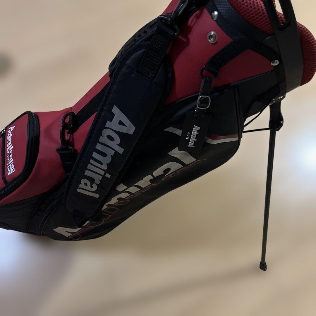 Admiral 赤色 キャディバッグ 小物ポーチ付き