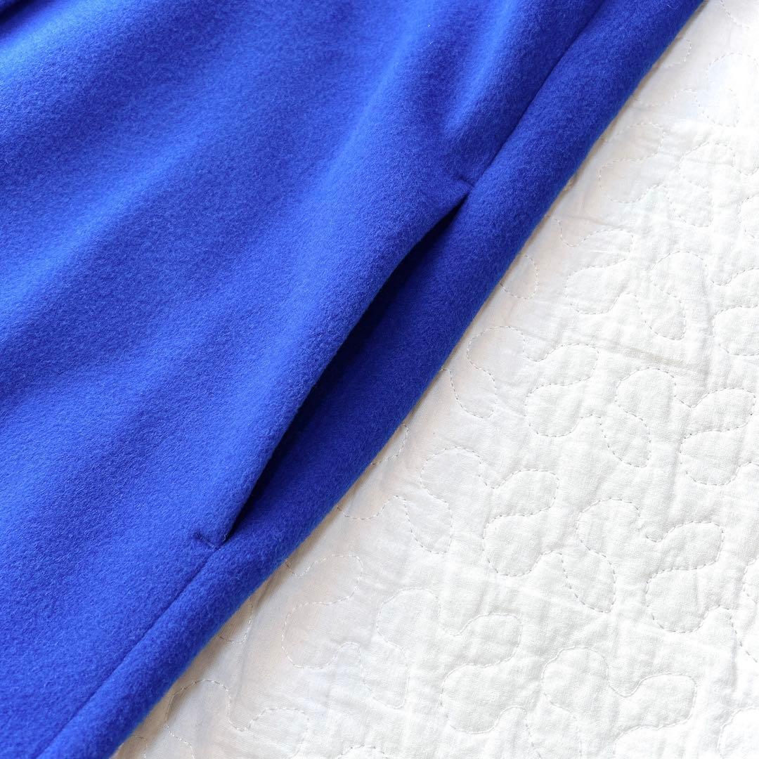 ユナイテッドアローズ ベルライン ノーカラーコート カシミヤ混 ブルー 36