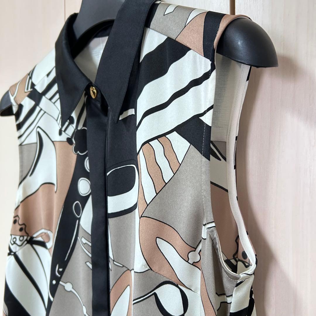 グレースクラス グレースコンチネンタル JAZZプリントドレス 36 総柄 金釦