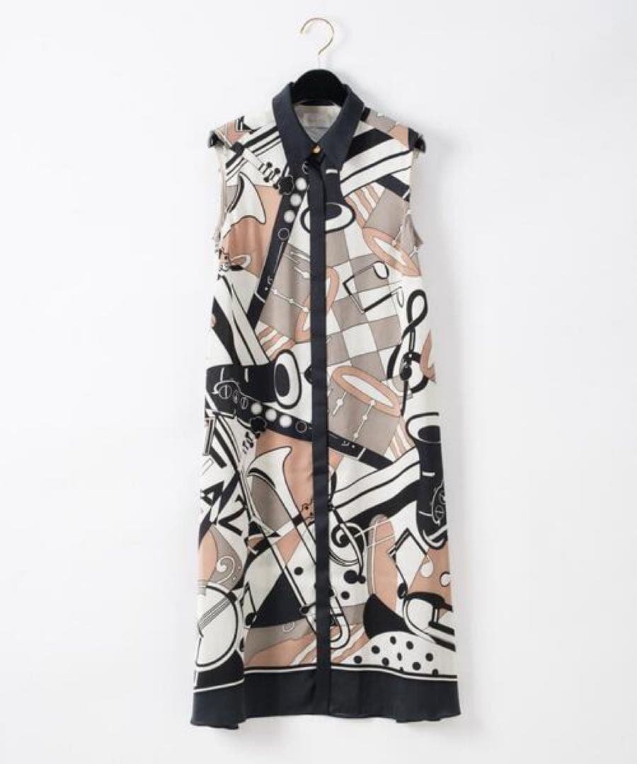 グレースクラス グレースコンチネンタル JAZZプリントドレス 36 総柄 金釦