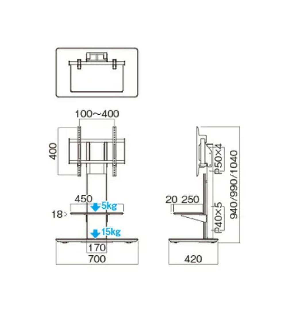 ハヤミ工産(TIMEZ) KF-950 【～55V型】 自立TVスタンド