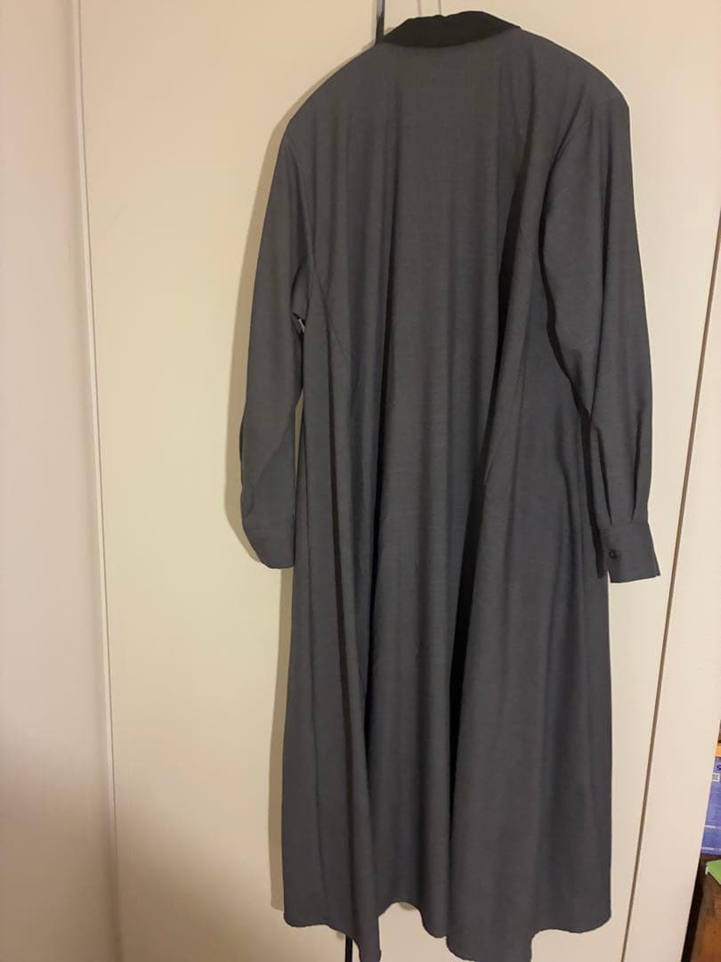 【美品】ミズイロインド　グレー　長袖シャツワンピース