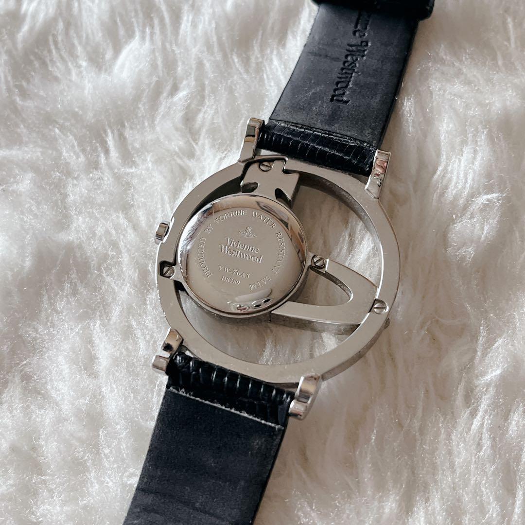 ヴィヴィアンウエストウッド　サークルオーブ　腕時計　レザーバンド　ブラック