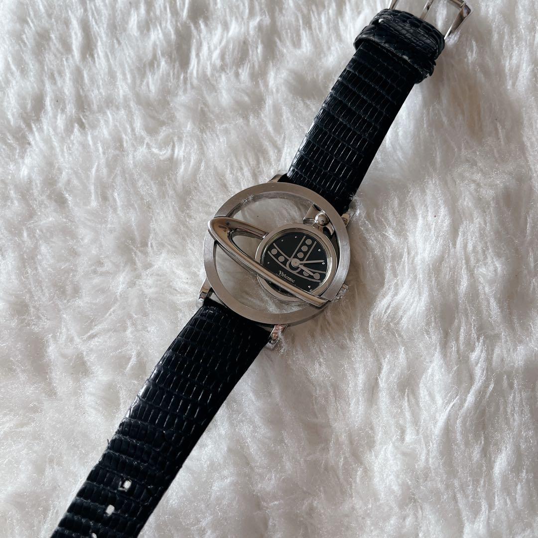 ヴィヴィアンウエストウッド　サークルオーブ　腕時計　レザーバンド　ブラック