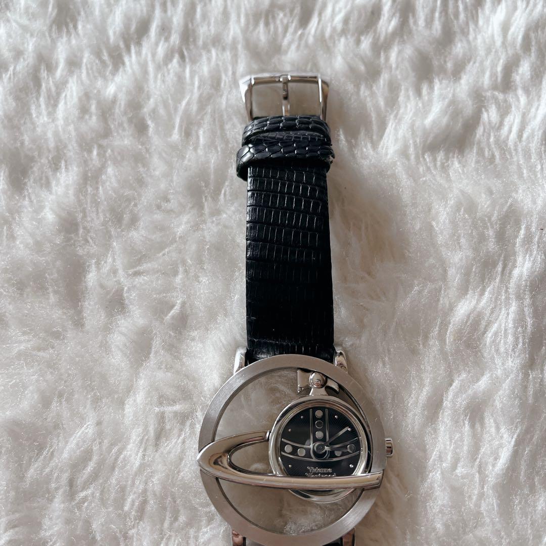 ヴィヴィアンウエストウッド　サークルオーブ　腕時計　レザーバンド　ブラック