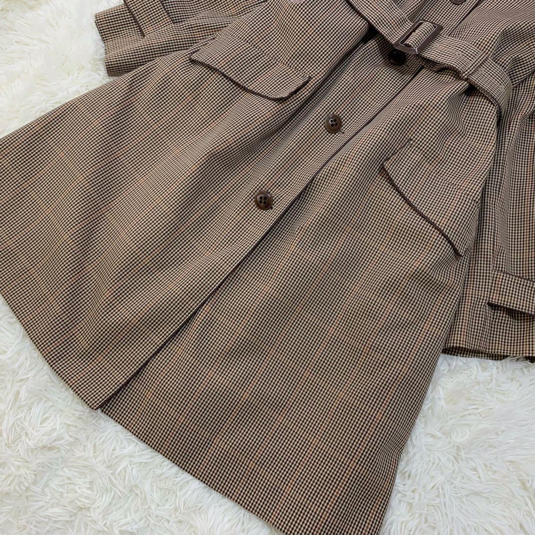 大きいサイズ 23区 ライナー付き ガンクラブ チェック トレンチコート ベルト