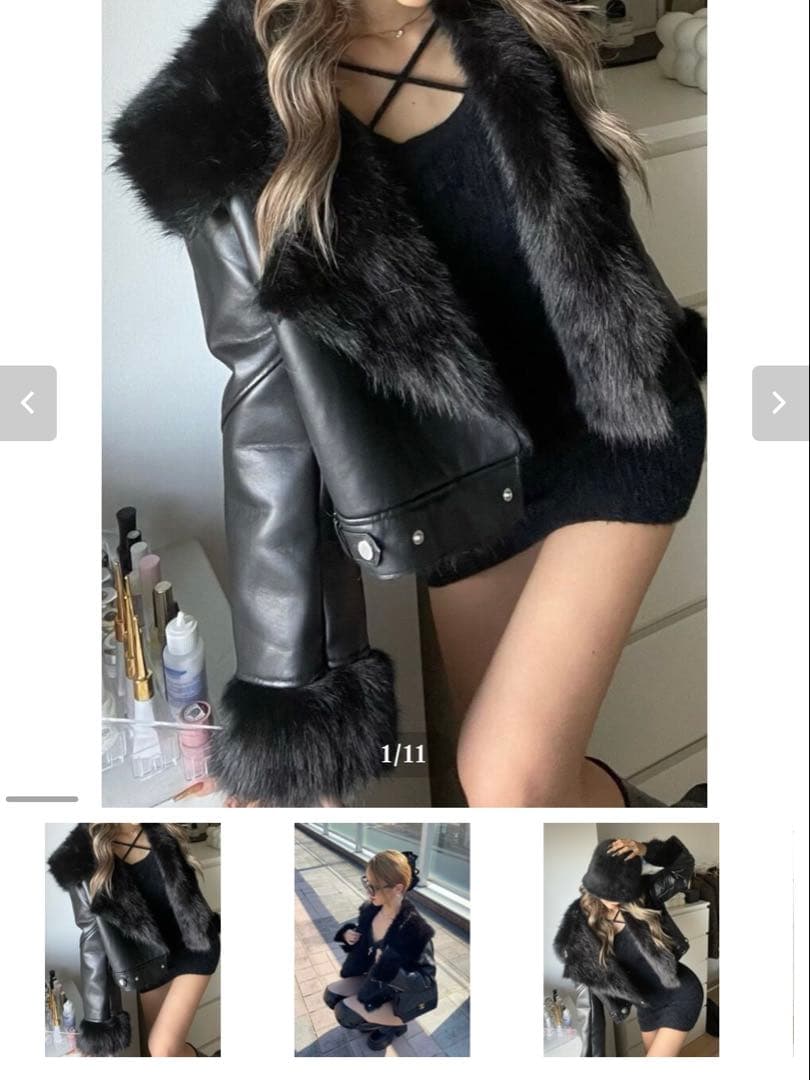 フェイクファー/ライダースジャケット　REKNA