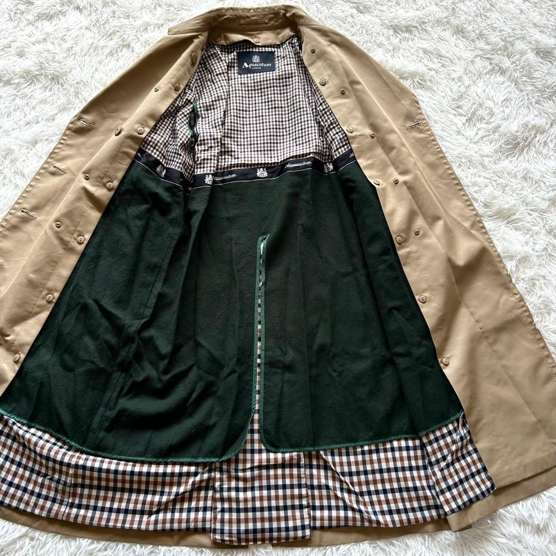 【極美品】アクアスキュータム トレンチコート モスグリーン ライナー付 ベージュ