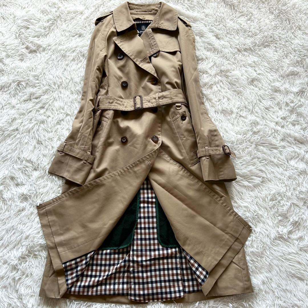【極美品】アクアスキュータム トレンチコート モスグリーン ライナー付 ベージュ