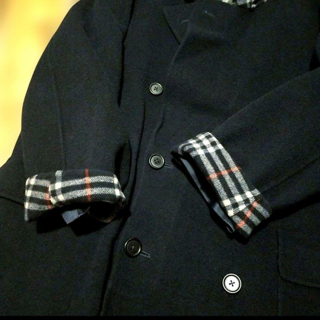 美品90年代　Burberrys’ネイビーウールコートカシミヤ入り　M大きめ