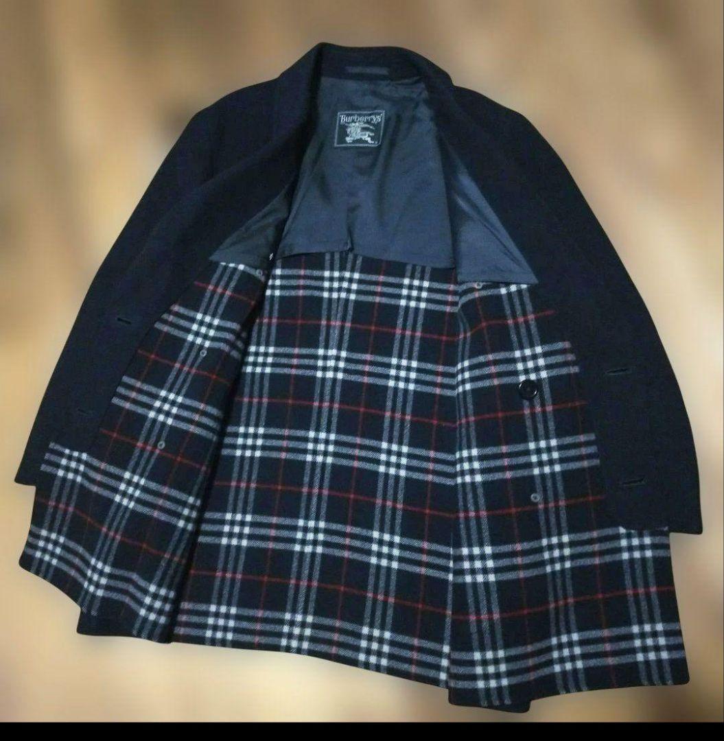 美品90年代　Burberrys’ネイビーウールコートカシミヤ入り　M大きめ
