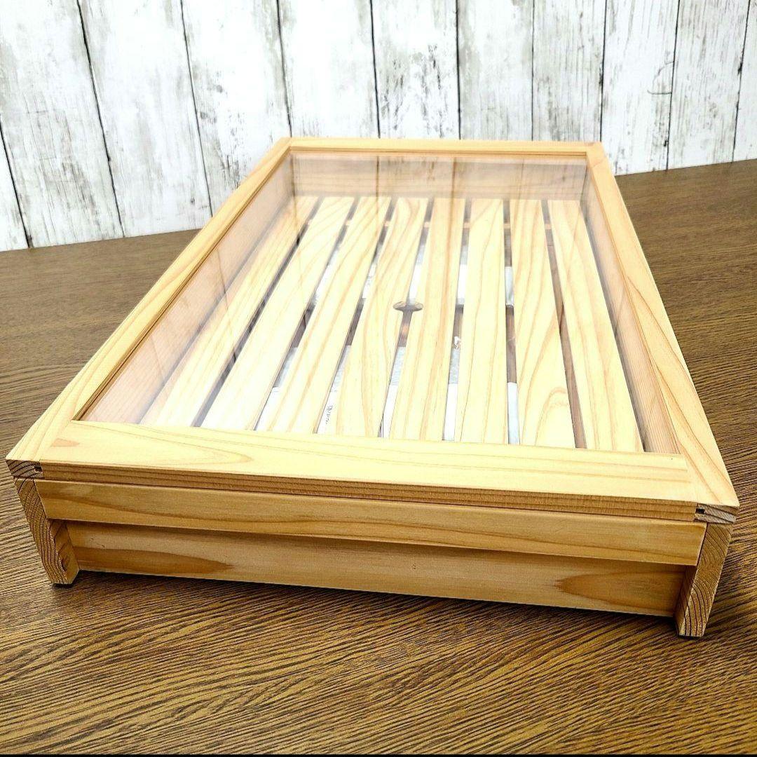 No1435【保冷剤付き】 寿司ネタケース ネタ箱　目皿・アクリル蓋付【手作り】