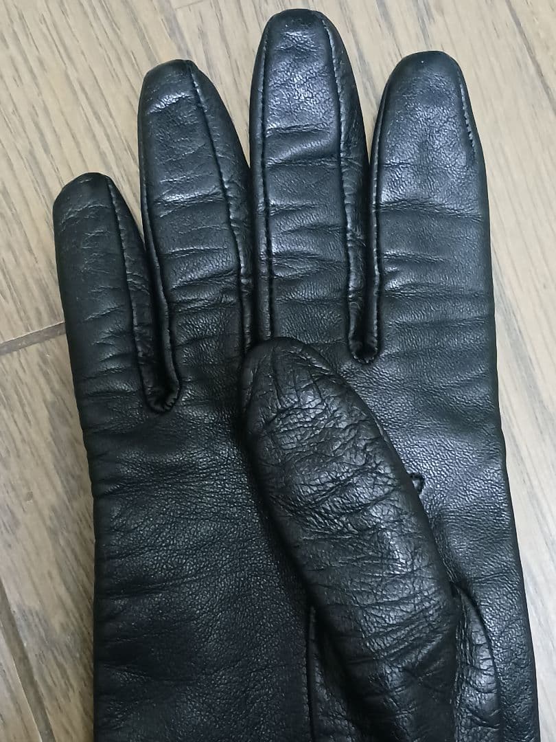 PORTOLANO ブラック レザーロンググローブ