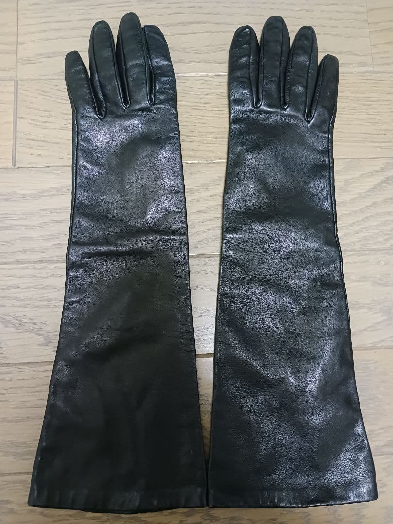 PORTOLANO ブラック レザーロンググローブ