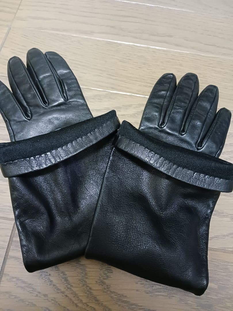 PORTOLANO ブラック レザーロンググローブ