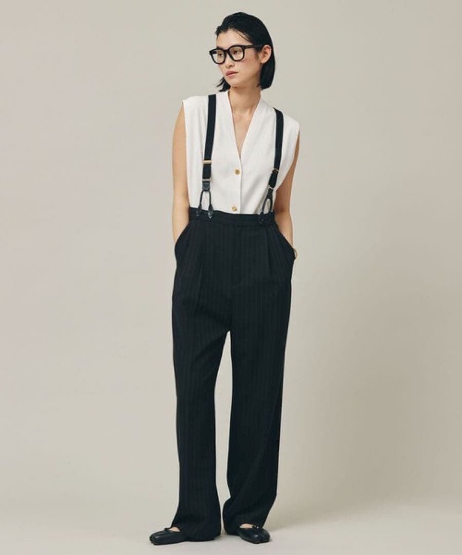 curensology ストライプサスペンダーパンツ