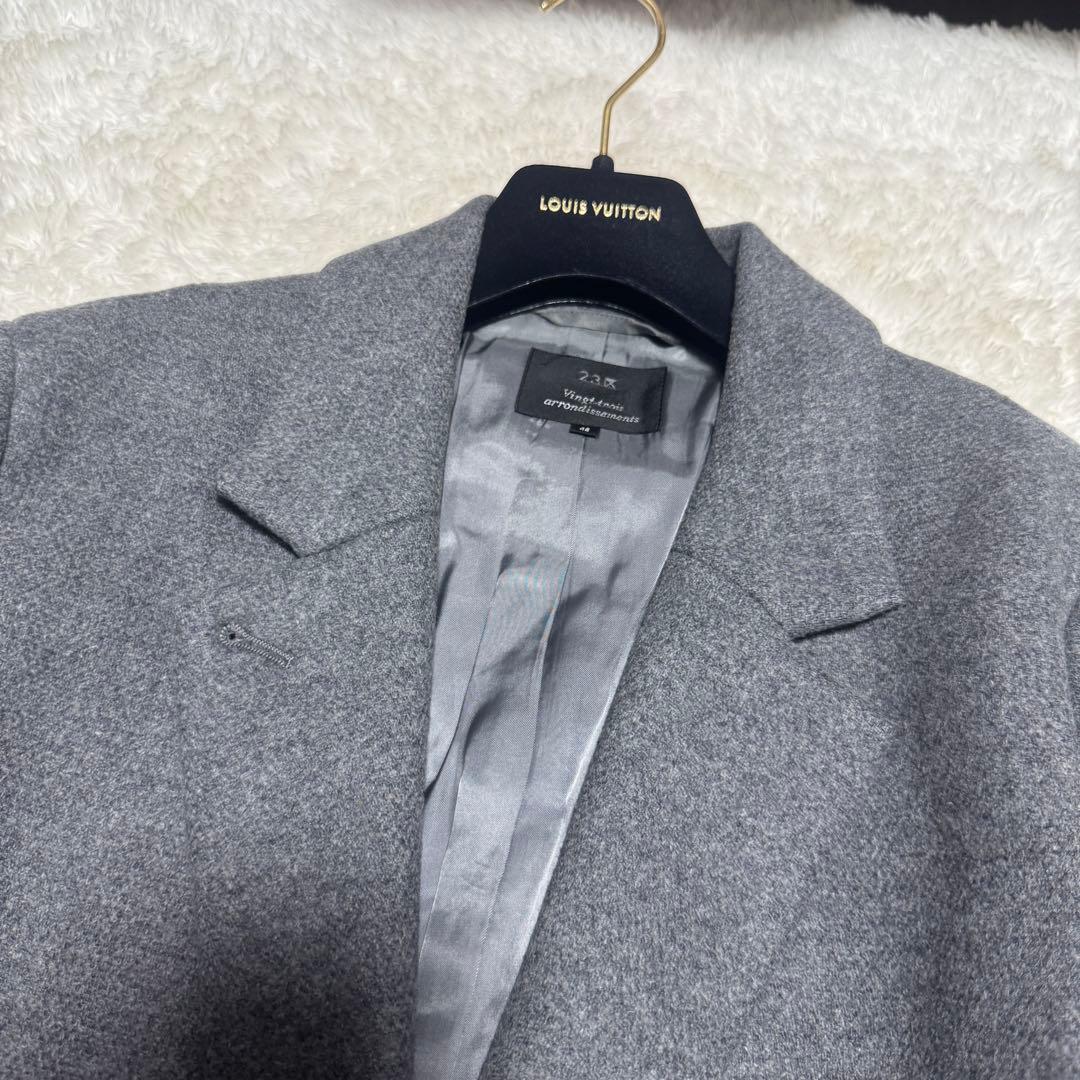 希少 大きめサイズ 23区 チェスターコート グレー ウール bellandi