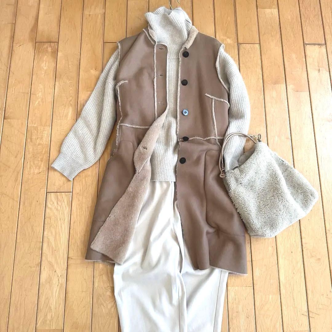 SALE❣️羊革シープスキン　ロングジレベスト　ダブルフェイス