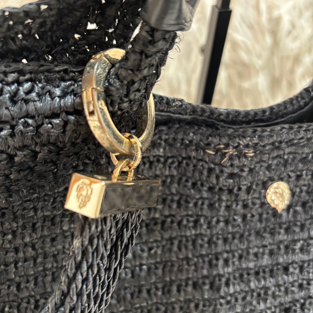 付属袋・ポーチ付 ヘレンカミンスキー カゴバッグ チャーム・フリンジ ラフィア