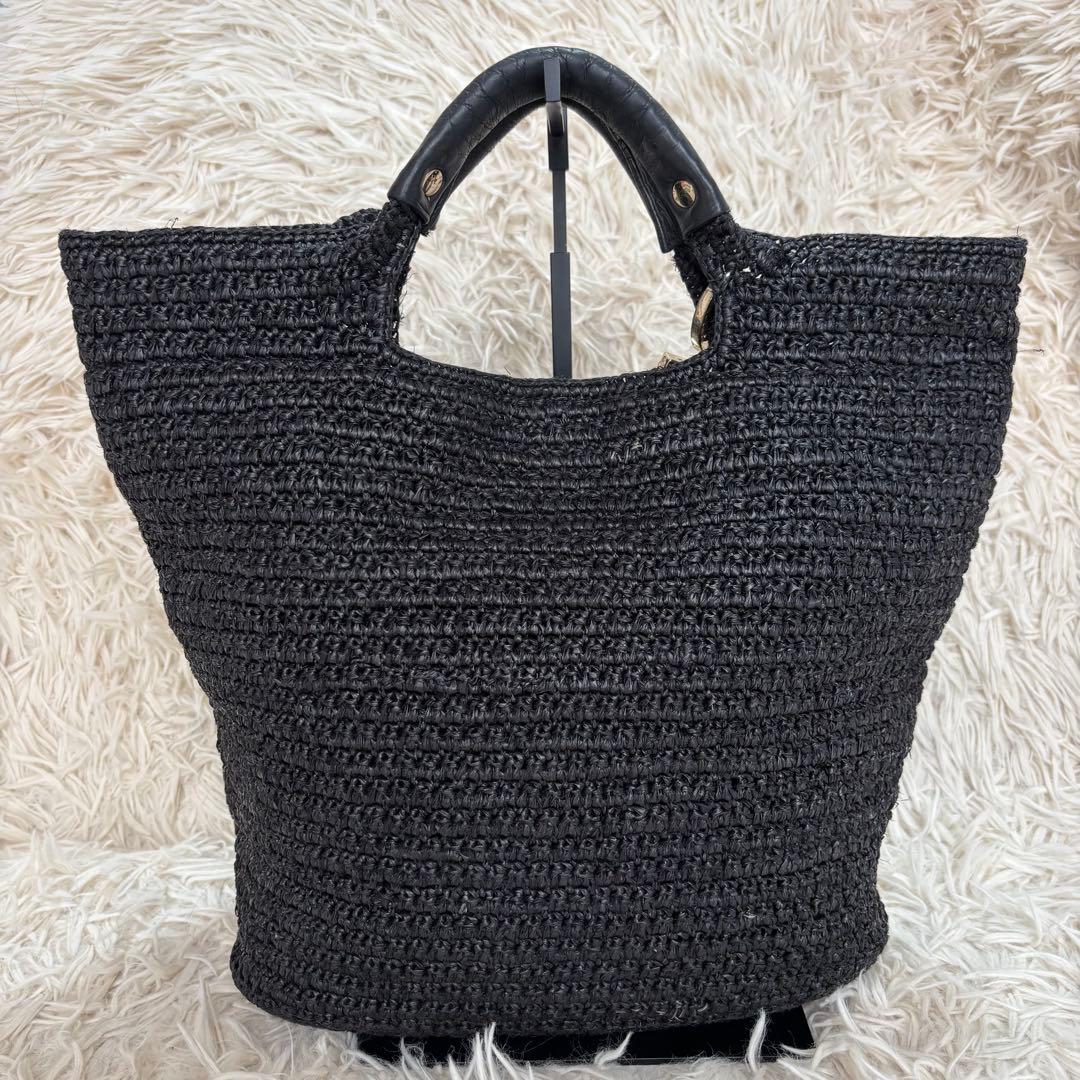 付属袋・ポーチ付 ヘレンカミンスキー カゴバッグ チャーム・フリンジ ラフィア