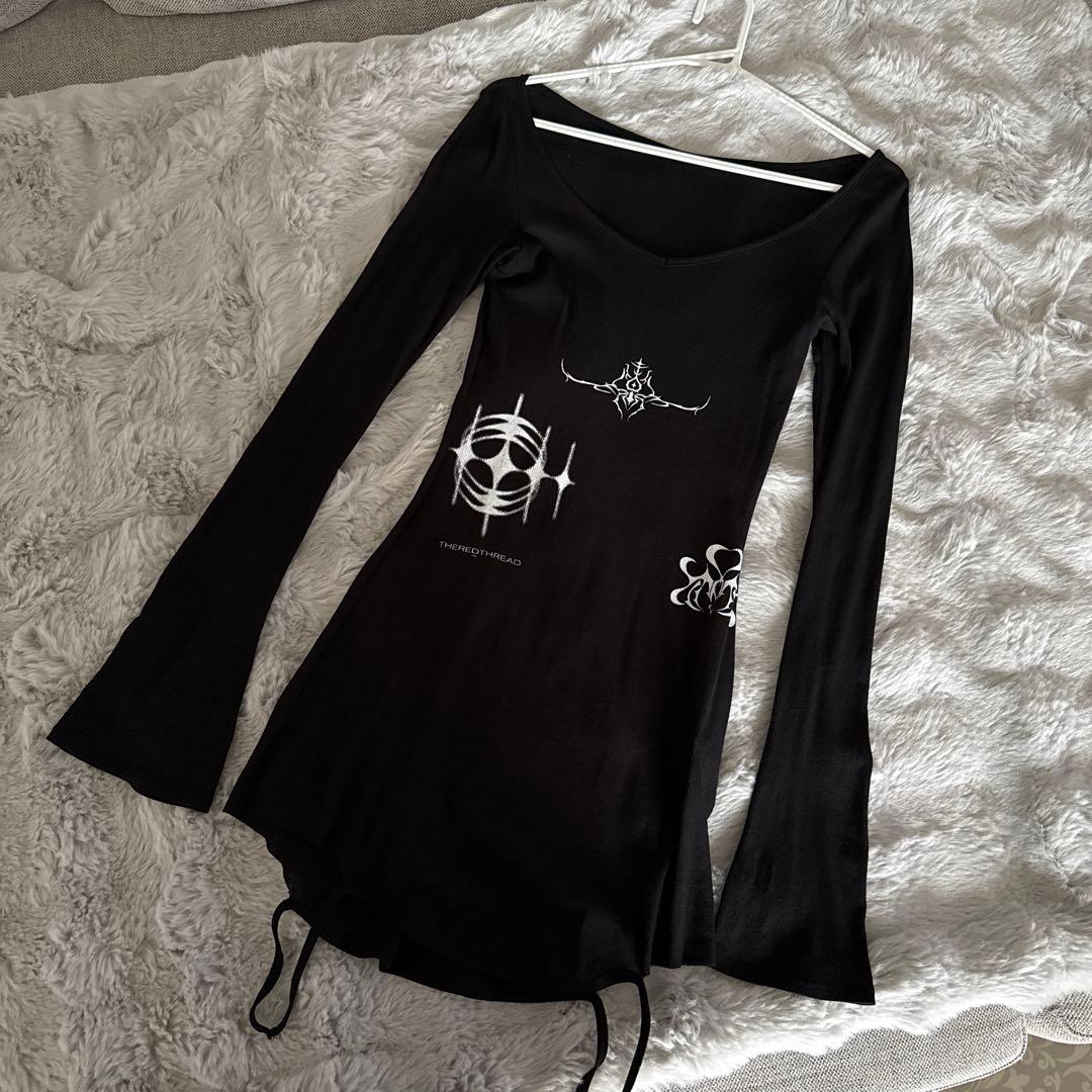 トップス theredthread S stamp tee dress Black