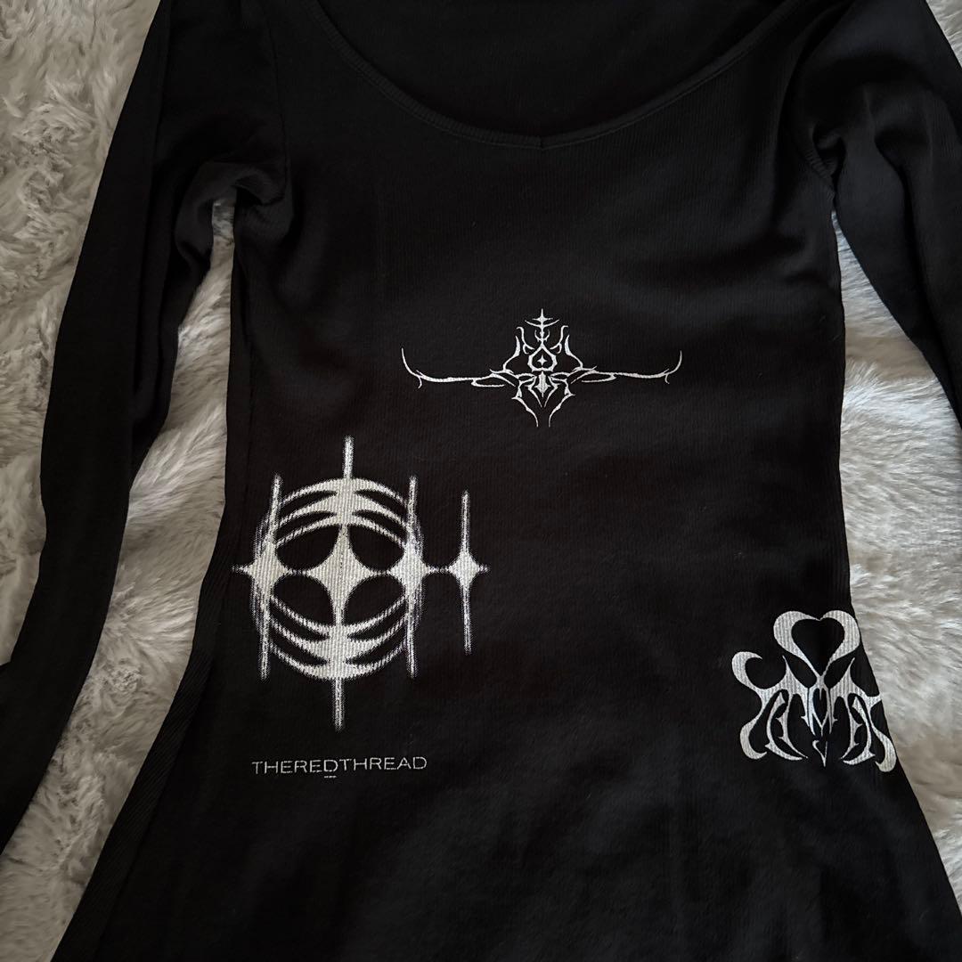 トップス theredthread S stamp tee dress Black