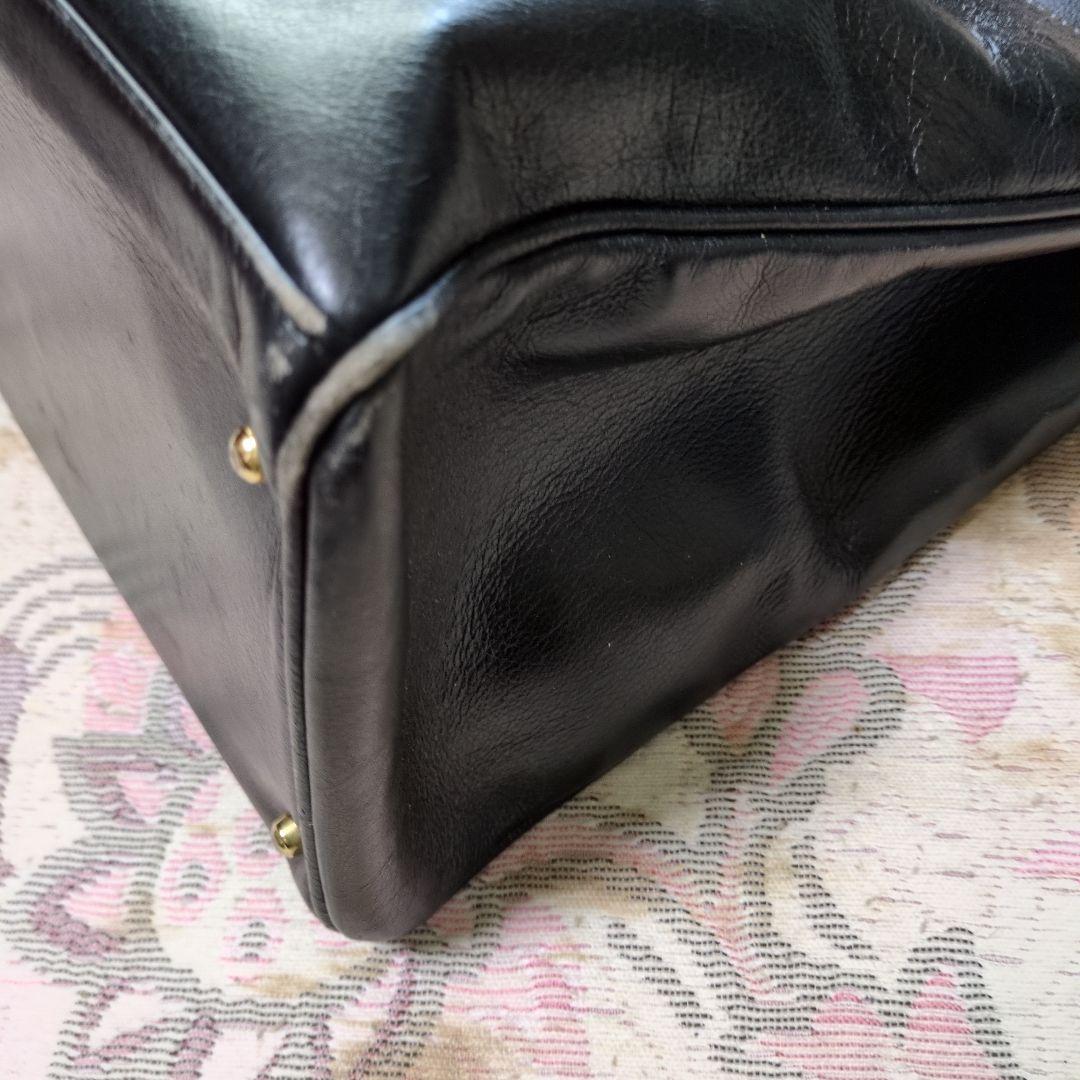 GUCCI 黒 レザー ビジネスバッグ バンブーハンドル