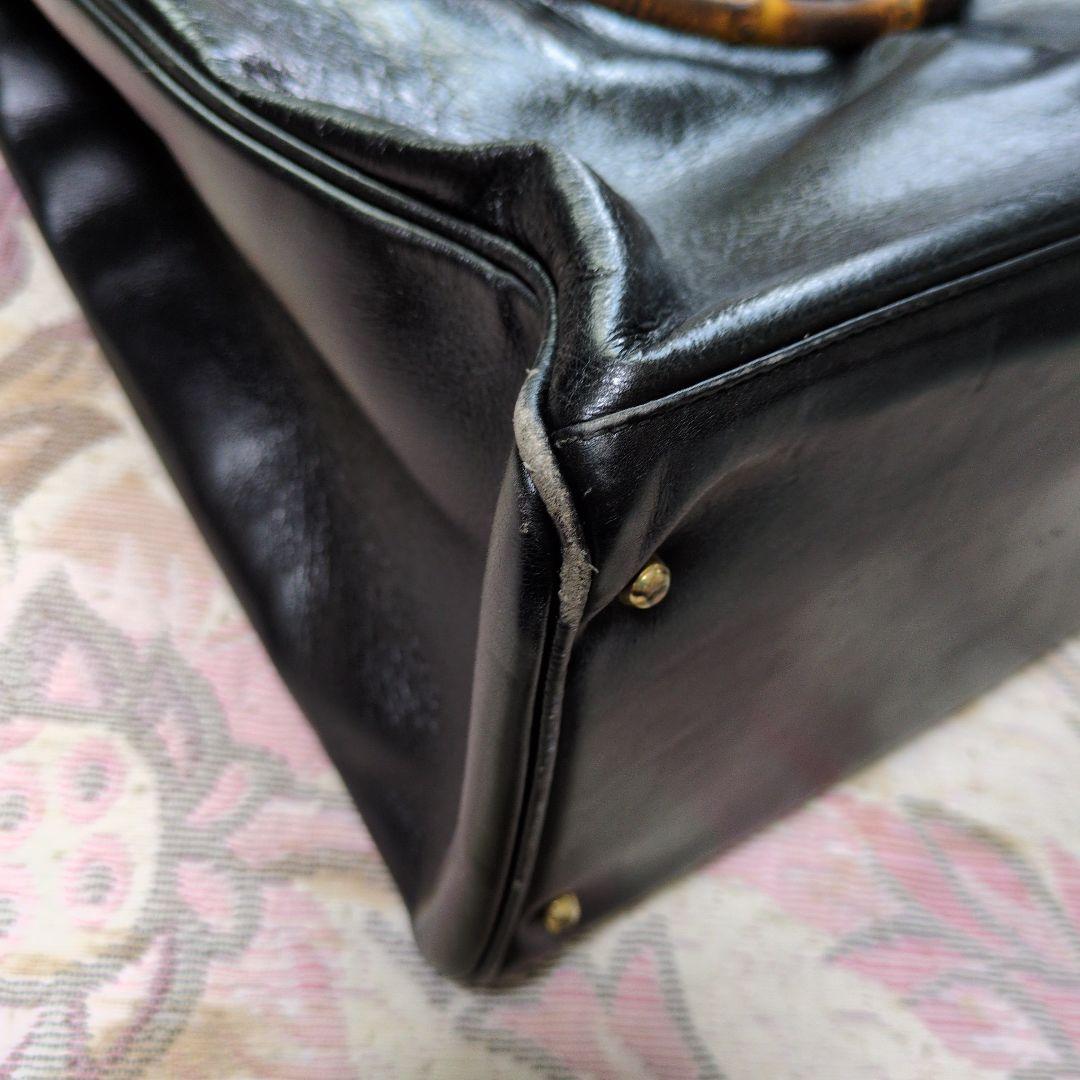 GUCCI 黒 レザー ビジネスバッグ バンブーハンドル